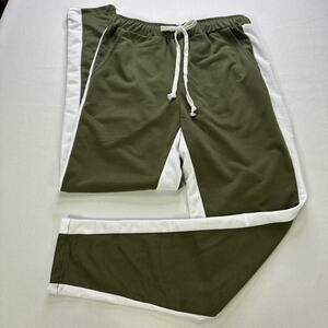MANFINITY Men’s Track Pants Small Olive Green White Side Stripe Athletic